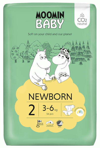 Moomin Baby Pañales Talla 2 (3-6kg) 56 uds