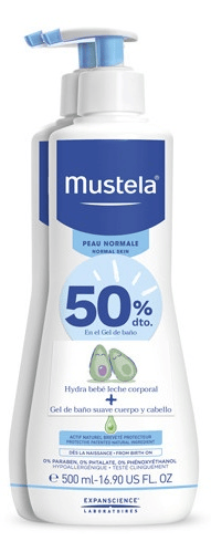 Mustela Gel Dermo Limpiador Dosificador 500 ml + Hydra Bebe Cuerpo Dosificador 500 ml