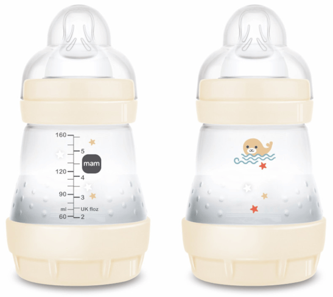 MAM Biberón Easy Start Anti-colic Flujo Lento Neutro Brillante 0-2m 2x160 ml