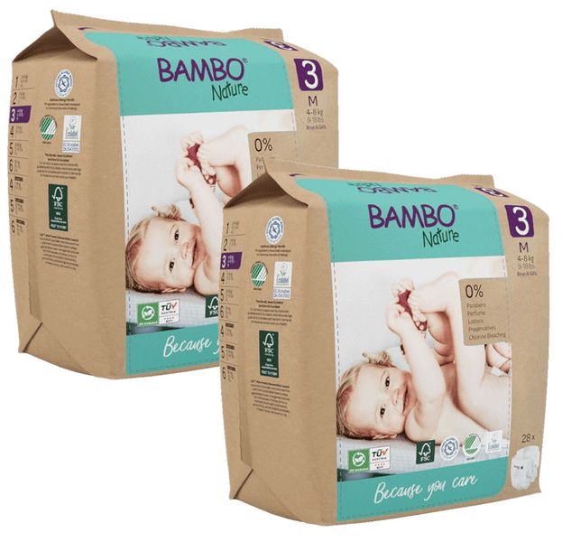 Bambo Nature Pañales T3 (4-8 Kg) 2x28 uds