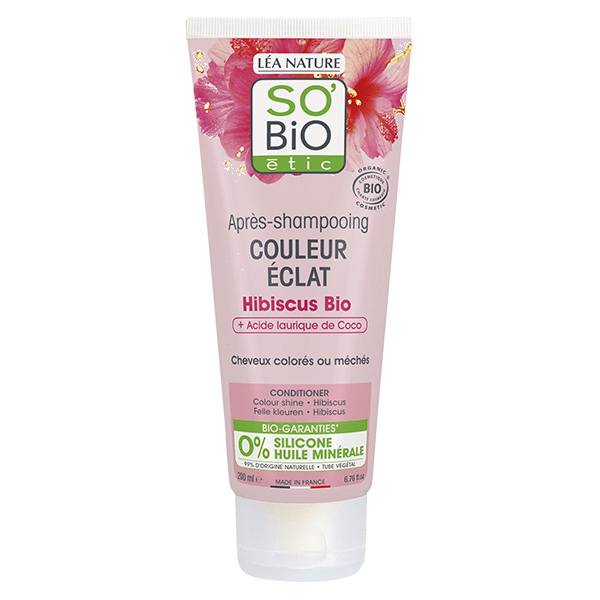 So'Bio Étic Cheveux Colorés ou Méchés Après-Shampoing Hibiscus & Acide Laurique de Coco Bio 200ml 2