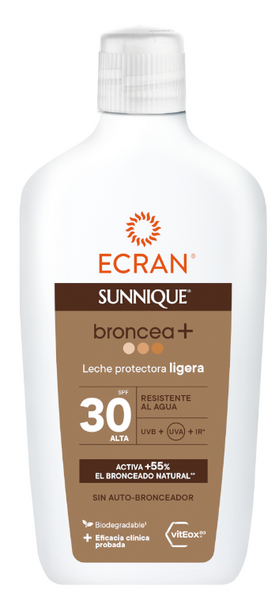 Ecran Sunnique Broncea+ Leche Protectora Ligera SPF30 370 Ml