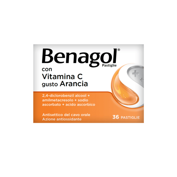 Benagol Vitamina C Antisettico Per Bocca e Gola Arancia 36 Pastiglie