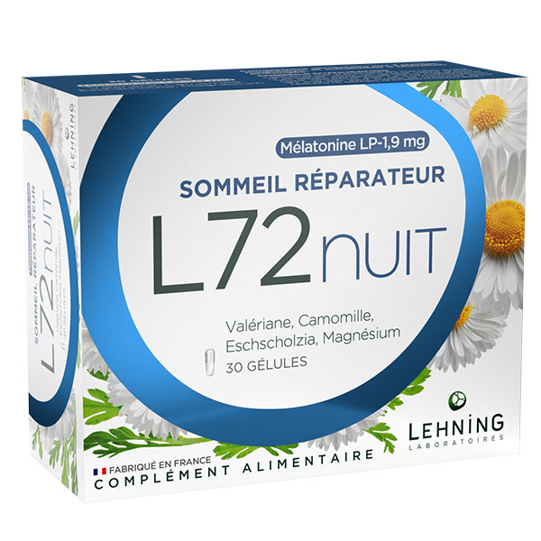 L72 Nuit Sommeil Réparateur Mélatonine LP 1,9 mg 30 gélules