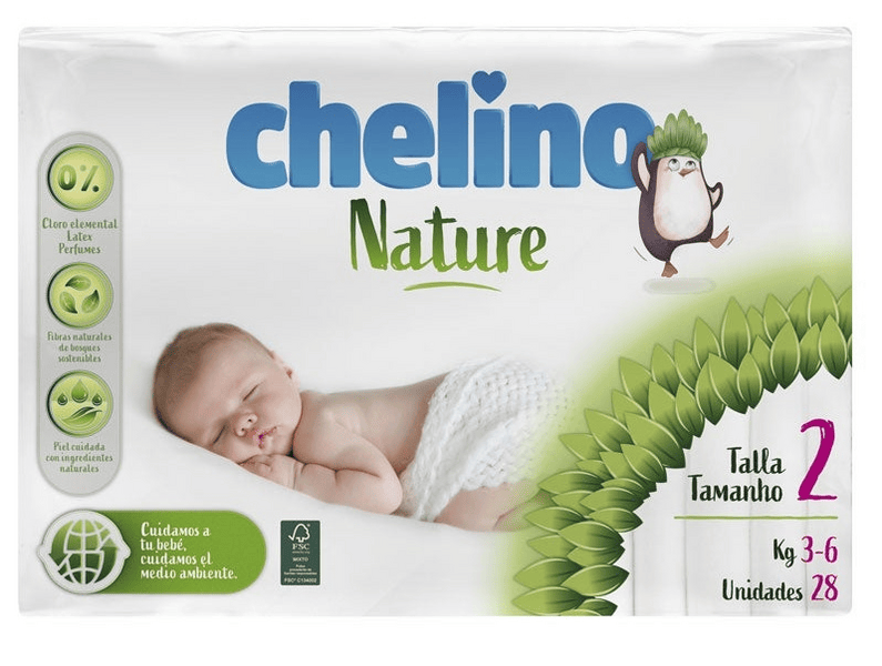Chelino Nature Pañales Talla 2 3-6kg 28 Unidades