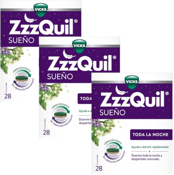 ZzzQuil Sueño Toda la Noche con Melatonina 3x28 Comprimidos