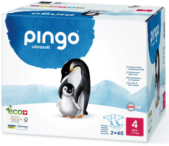 Pingo Pañales Ecológicos Talla 4 Maxi (7-18 Kg) 2x40 uds