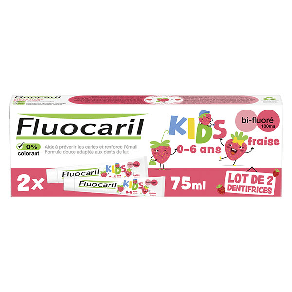 Kids 3-6 ans Dentifrice Gel Fraise Lot de 2 x 75ml 2