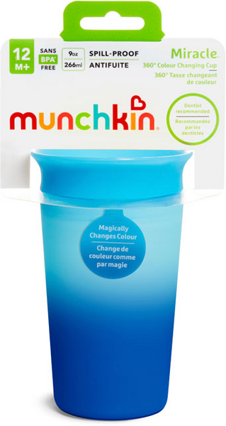 Munchkin Vaso Antigoteo Miracle 360º Termosensible +12m 266 Ml Azul