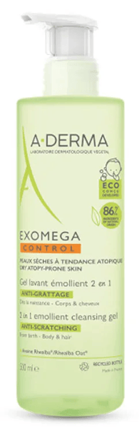 A-Derma Exomega Gel Limpiador Emoliente Cuerpo y Cabello 500 ml PROMO