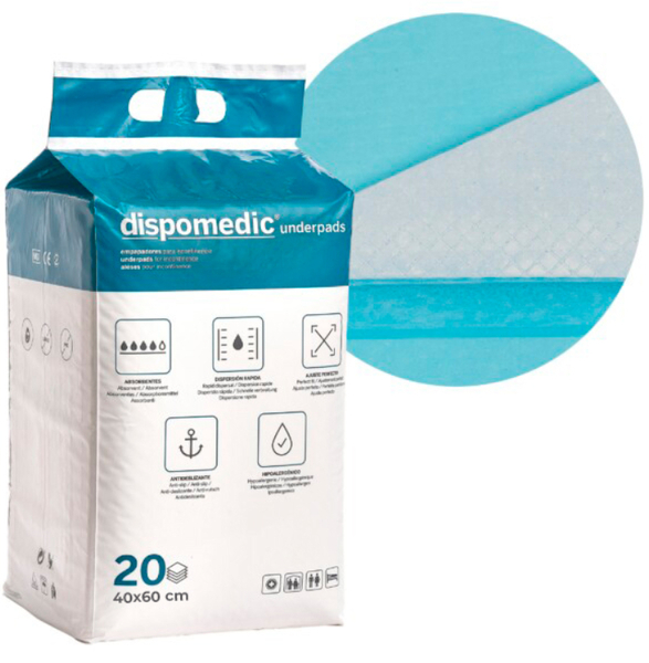 Dispomedic Empapador Absorbente Desechable 40x60cm 20 Uds