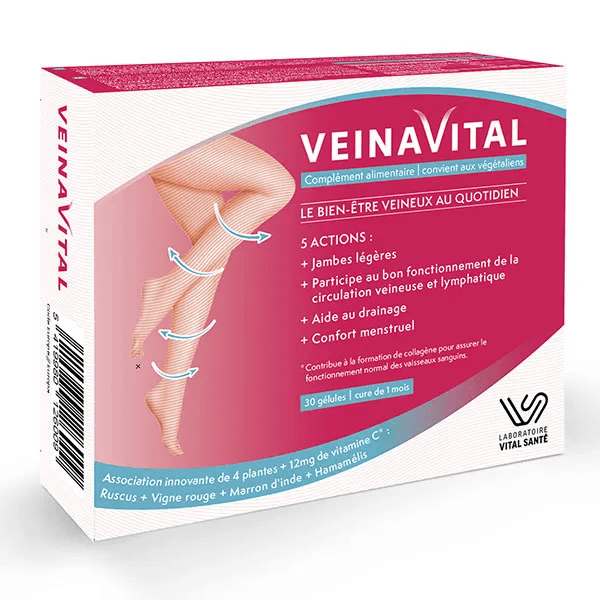 Veinavital, jambes légères, 30 gélules 2
