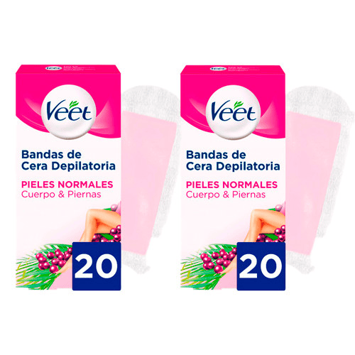Veet Bandas de Cera Depilatoria Facial Piel Normal 2x20 Unidades