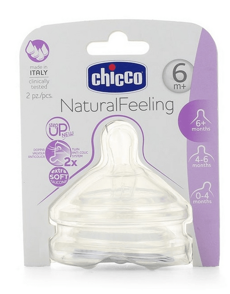Chicco Natural Feeling Tetina Flujo Rápido 6M+ 2 Uds