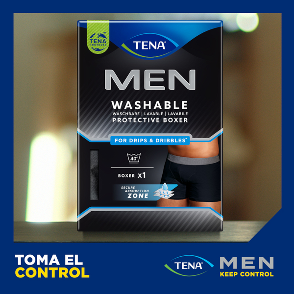 TENA Men Boxer Lavable Negro Talla L