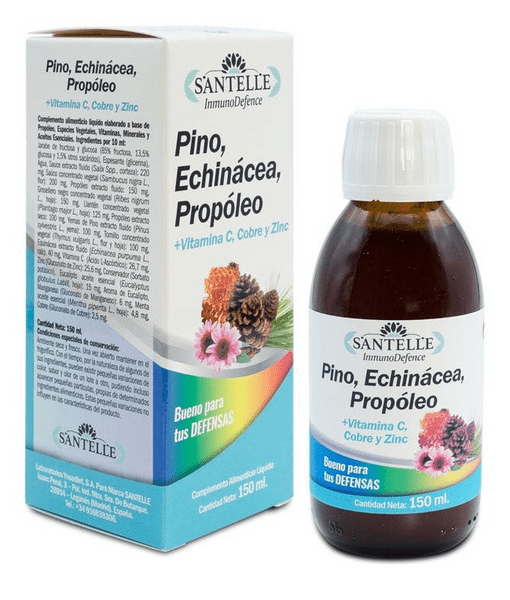 Santelle Pino, Echinácea, Propóleo + Vitamina C, Cobre Y Zinc 150 Ml