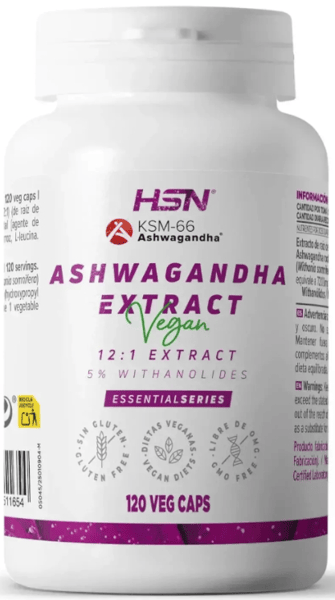 HSN Extracto Ashwagandha KSM-66 (12:1) 300mg 120 Cápsulas Veganas