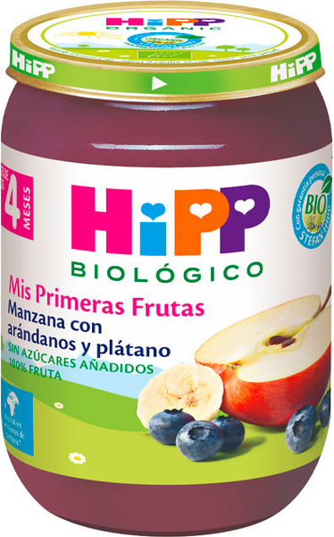 HiPP Tarrito De Manzana Con Arándano Y Plátano +4m BIO 190 Gr