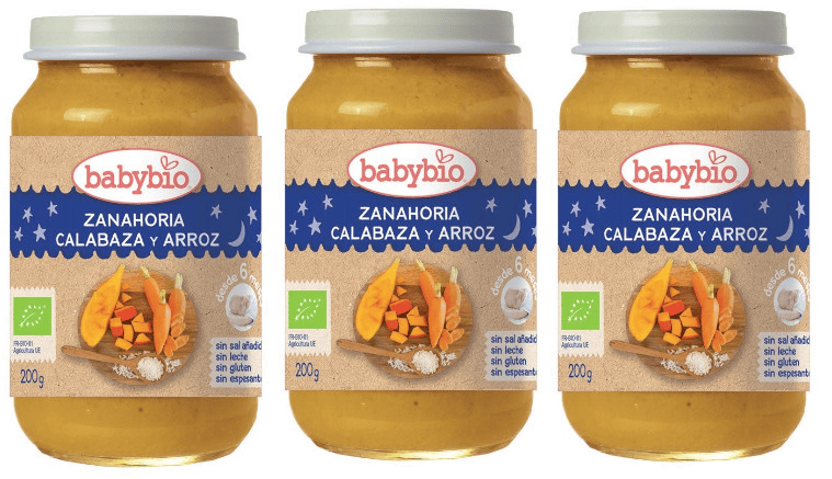Babybio Tarrito Buenas Noches Zanahoria, Calabaza y Arroz +6m 3x200 gr