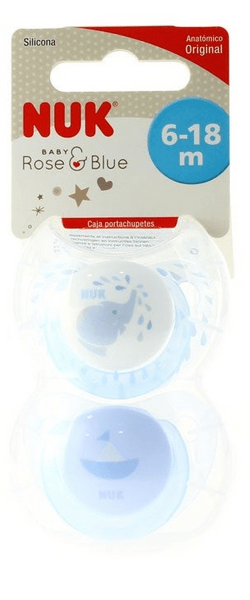 Nuk Classic Chupete de Silicona Baby Blue Talla 2 Color AZUL 2 uds