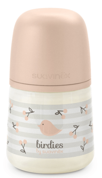 Suavinex Birdies Biberón Flujo Lento Rosa +0m 150 ml