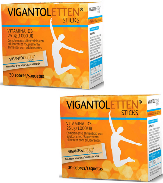 Vigantoletten Vitamina D Sistema Inmune Sabor Naranja 2x30 Sticks