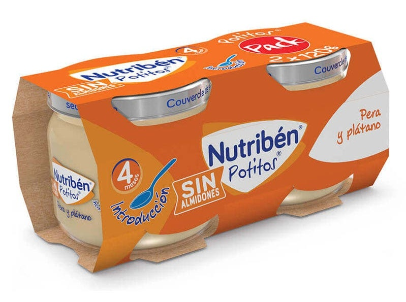 Nutribén Potitos Introducción A Las Multifrutas Pera Y Plátano +4m 2 X 120g