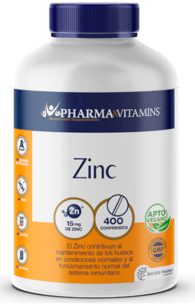 Pharma&Vitamins Zinc 15 Mg 400 Comprimidos