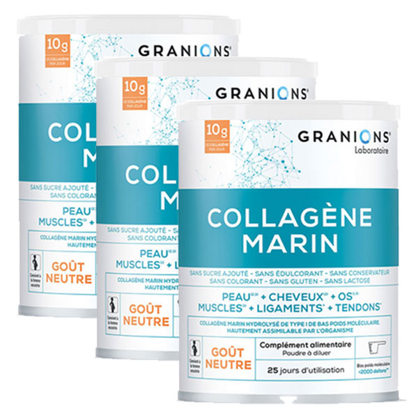 Granions Collagène Marin Poudre - Goût Neutre - 25 jours Lot de 3