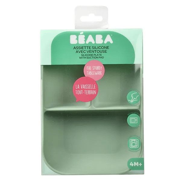 Béaba Assiette compartimentée silicone sage green 2