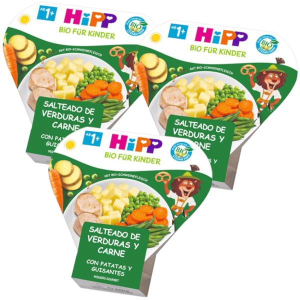 HiPP Salteado de Verduras, Carne, Patatas y Guisantes BIO +1 Año 3x250 gr