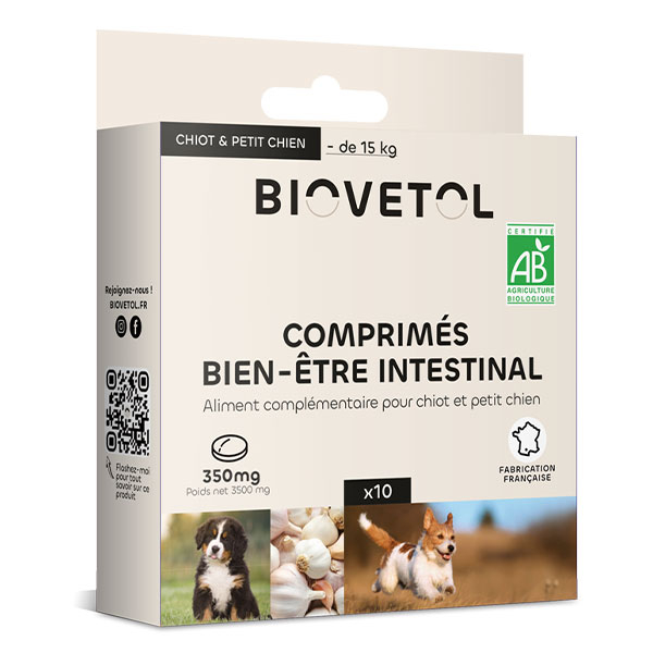 Biovetol - Comprimés Bien-être Intestinal Chiot / Petit chien Bio - x 10