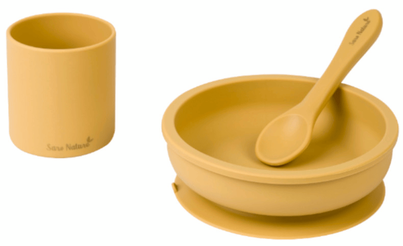 Saro Set de Alimentación Silicona Mostaza 3 pzs