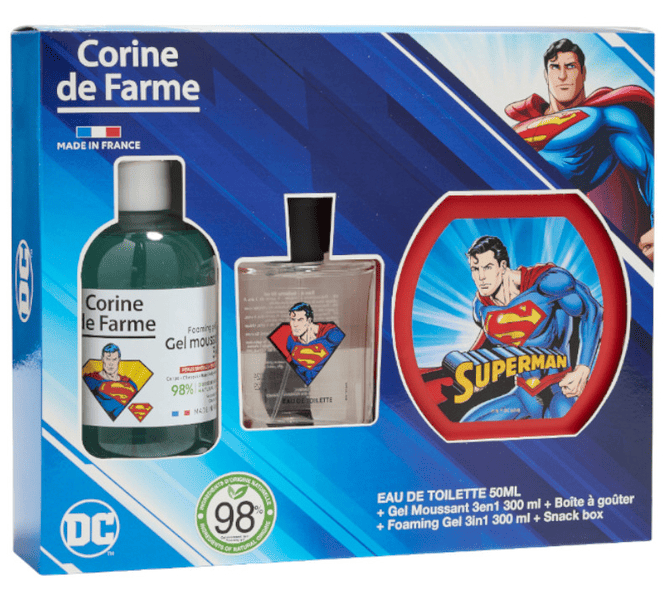 Corine de Farme Estuche Superman Colonia 50 ml + Gel Espumoso 300 ml + Caja Merienda