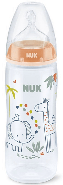 Nuk Biberón First Choice+ Jungle Talla XL 6-18m Silicona 360 ml Naranja