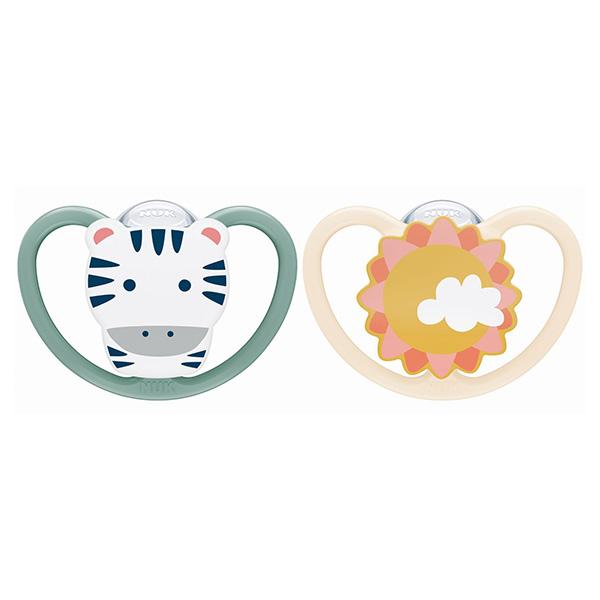 Sucette Physiologique Silicone Space +6m Zèbre Soleil Lot de 2 3