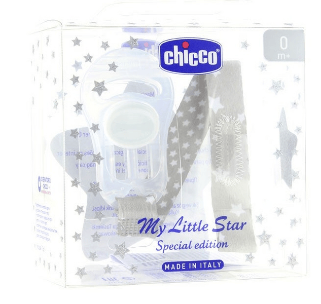 Chicco Clip de Chupete con Cinta Stars +0m