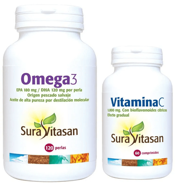 Sura Vitasan Vitamina C 1000mg 60 Comprimidos + Omega3 120 Perlas