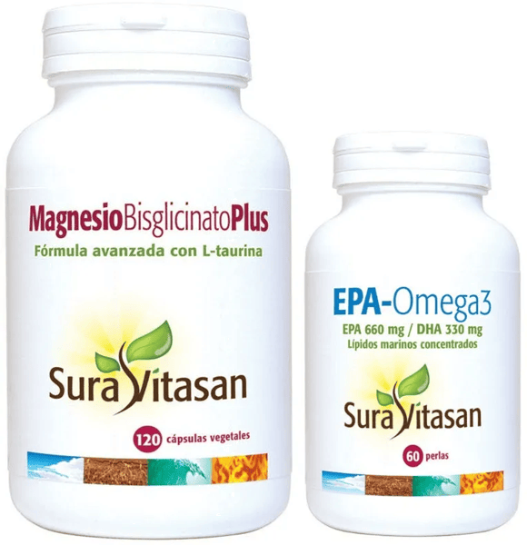 Sura Vitasan EPA-Omega 3 60 Perlas + Magnesio Bisglicinato Plus 120 Cápsulas