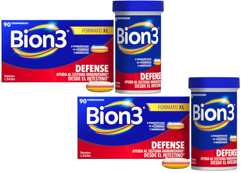 Bion3 Defense con Probióticos, Vitamina C, D y Zinc 2x90 Comprimidos