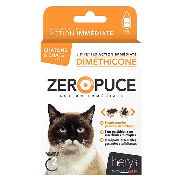 Héry Diméthicone Pipettes Chat Zéro Puce 5X1