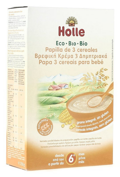 Holle Papilla 3 Cereales Eco +6 Meses 250gr