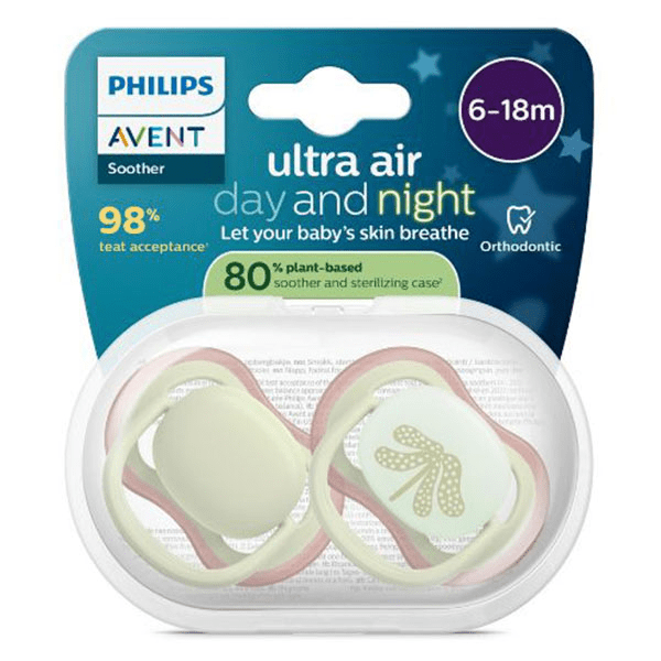 Sucette Ultra Air Jour&Nuit 6-18M Nature x2, sans BPA 3