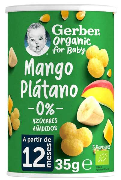 Gerber Organic Puffs con Mango y Plátano +12m 35 gr