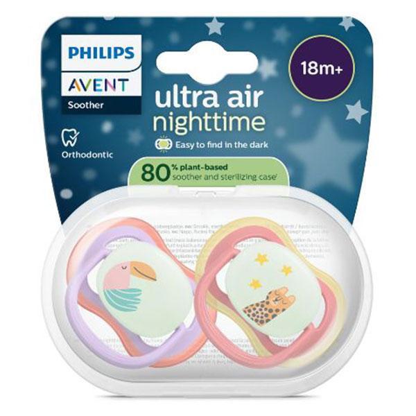 Sucettes Ultra Air nuit 6-18 M Pastelle x2, sans BPA