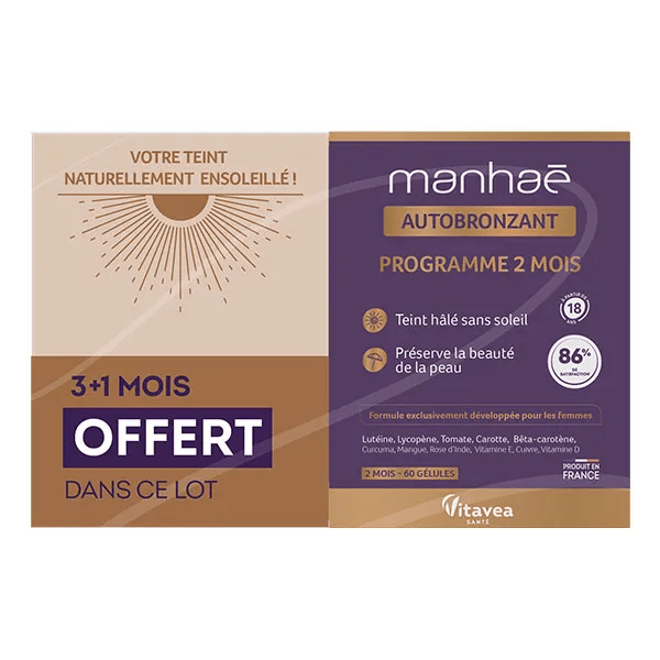 Manhaé Autobronzant Teint hâlé sans soleil 4 mois 120 gélules 6