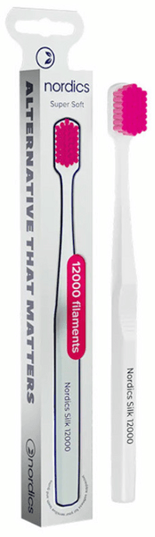 Nordics Cepillo Dental Super Soft Silk 12.000 Blanco/Rojo