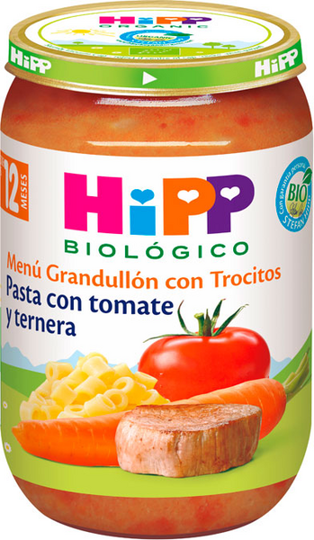 HiPP Tarrito De Pasta Con Tomate Y Ternera +12m BIO 220 Gr