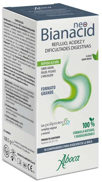 Aboca Neobianacid Acidez y Reflujo Menta 70 Comprimidos