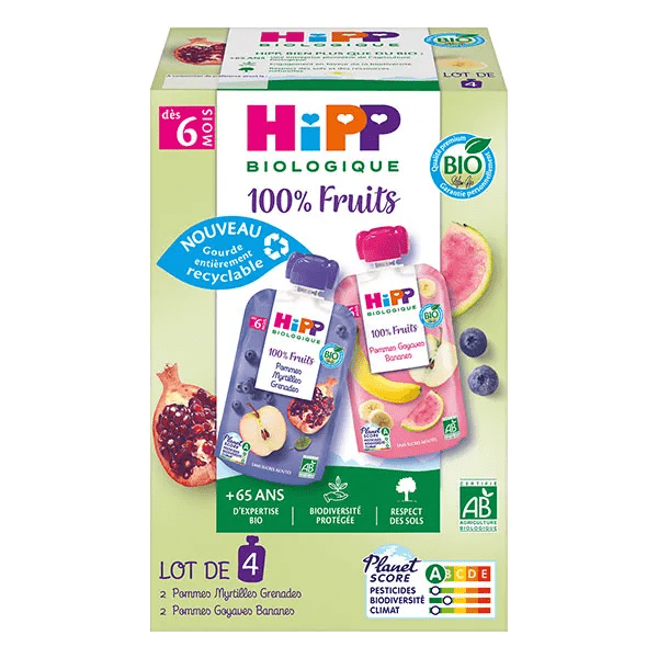 Gourdes 100% Fruits 2 variétés B 6 mois 4x90g